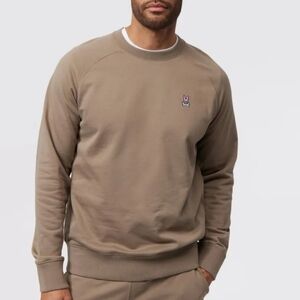 Psycho Bunny Mens Classic French Terry Sweater Brown Crewneck Sweatshirt XS